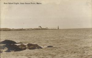 Ram Island Lighthouse From Ocean Point ME c1910 Real Photo Postcard