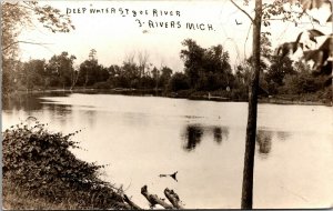 Real Photo Postcard Deep Water at St. Joe River in Three Rivers, Michigan~133007