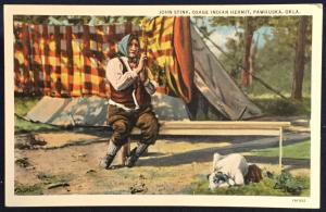 Postcard Unused Linen John Stink Indian Hermit Pawhuska OK LB