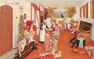 Postcard 1930s Japan NYK Steamship Children toys advertising 23-11383