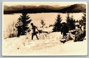RPPC Ski Instructor in Shorts Snow  Quebec Canada   Real Photo Postcard  1949
