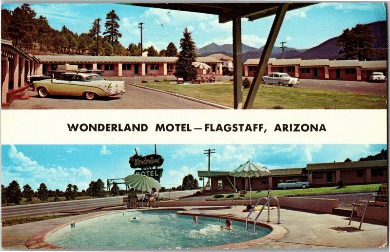 Multi View Wonderland Motel, Flagstaff AZ U.S. Route 66 Vintage Postcard B51