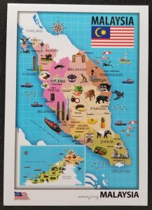 [AG] P212 Malaysia Map Tourism Flag Landmark Tourist Spot States (postcard) *New