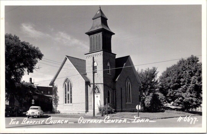 Real Photo Postcard The Baptist Church in Guthrie Center, Iowa