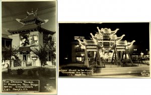 RPPC Lot of 2 Chinatown Drum Tower Chop Suey California Real Photo Postcards