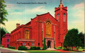 First Presbyterian Church Atlanta Georgia GA Linen Postcard  S21