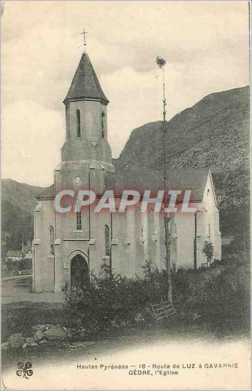 Old Postcard Hautes Pyrenees Luz Road has Gavarnie Gedre Church