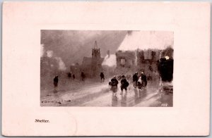 People Seeking For Shelter Painting Art Real Photo RPPC Postcard