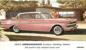 1960 Ambassador Custom Hardtop Sedan artist impression postcard 3247