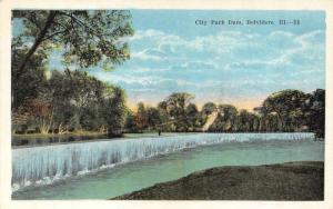 BELVIDERE, IL Illinois    CITY PARK DAM     Boone County    c1920's Postcard