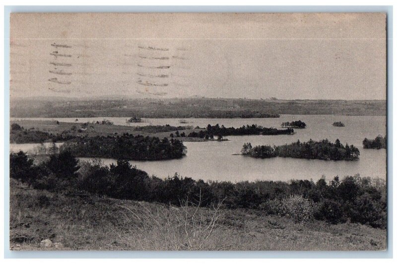 1938 Damariscotta Lake From Bunker Hill Damariscotta Maine ME Vintage Postcard