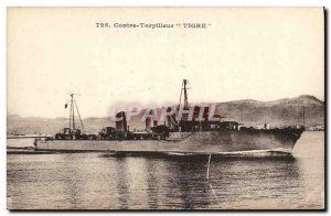 Old Postcard Boat War Against destroyer Tiger