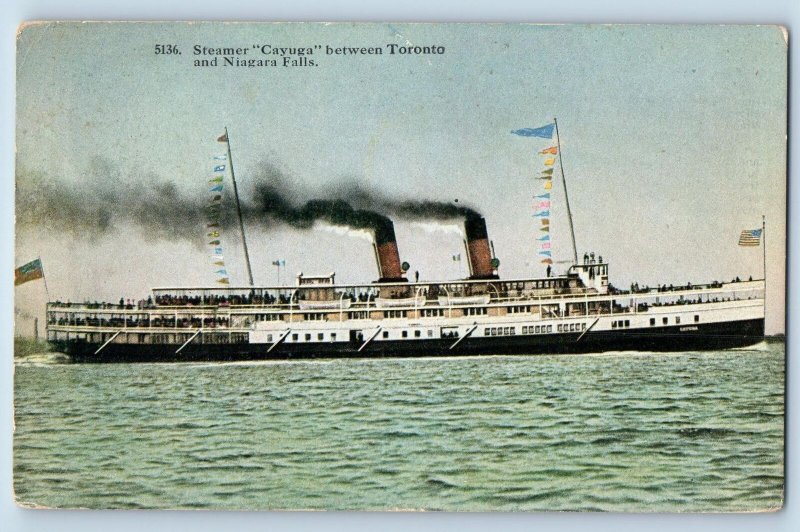 c1910 Steamer Cayuga Passenger Ferry Bet Toronto & Niagara Falls Canada Postcard