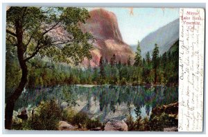 Yosemite California Postcard Mirror Lake Bank Scenic View Trees Mountains 1907