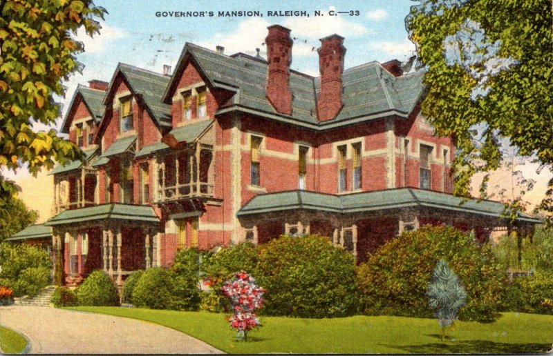 North Carolina Raleigh Governor's Mansion 1953