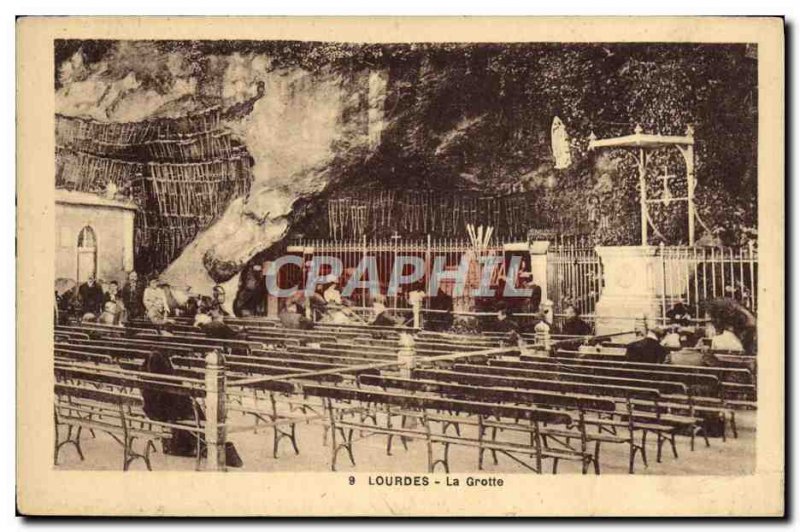 Old Postcard Lourdes cave