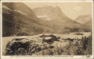 Glacier National Park Montana MT Chalets and Lake St Mary Vintage RPPC PC