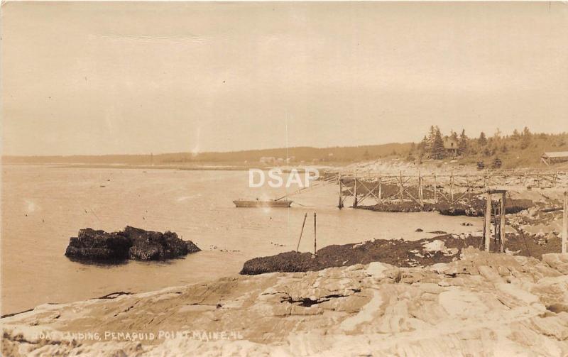 A99/ Pemaquid Point Maine Me RPPC Real Photo Postcard c1910 Boat Landing 1