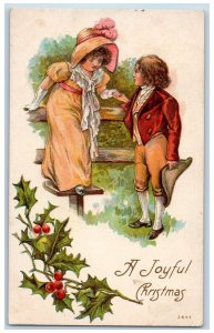 Luverne Minnesota MN Postcard Christmas Children Holly Berries Embossed c1910's
