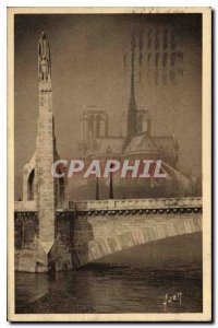 Old Postcard Paris Statue Notre Dame and Ste Genevieve