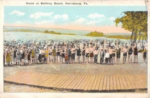 Harrisburg Pennsylvania Bathing Beach Scene Bathers Antique Postcard K31487