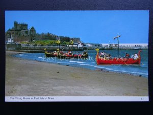 Isle of Man THE VIKING BOATS at PEEL c1970's Postcard by Bamforth 57