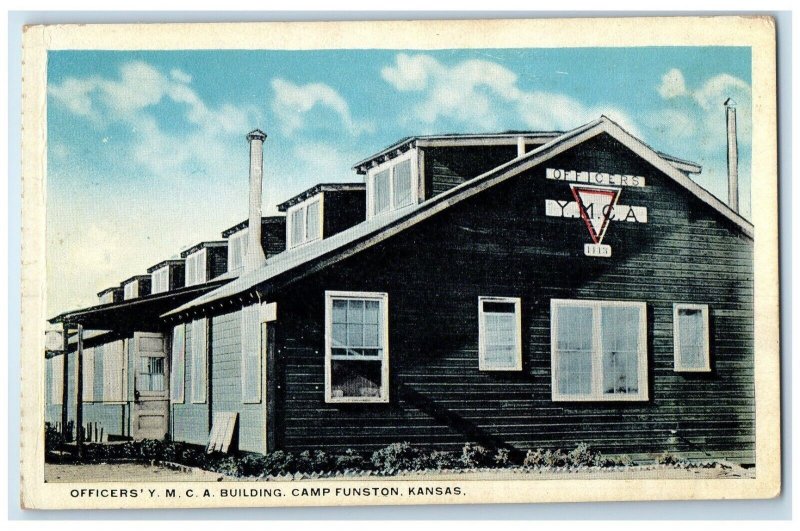 c1920 Officers YMCA Building Camp Exterior View Funston Kansas Vintage Postcard