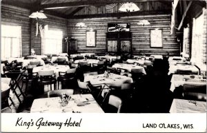 RPPC Dining Room, King's Gateway Hotel Land O' Lakes WI Vintage Postcard V69