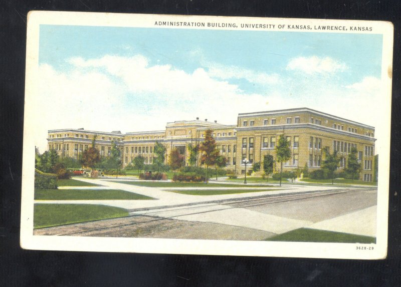 LAWRENCE KANSAS UNIVERSITY JAYHAWKS CAMPUS VINTAGE POSTCARD