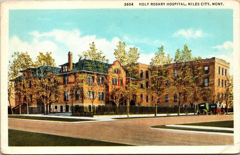 Holy Rosary Hospital Miles City Montana Postcard WB Robbins Tillquist UNP
