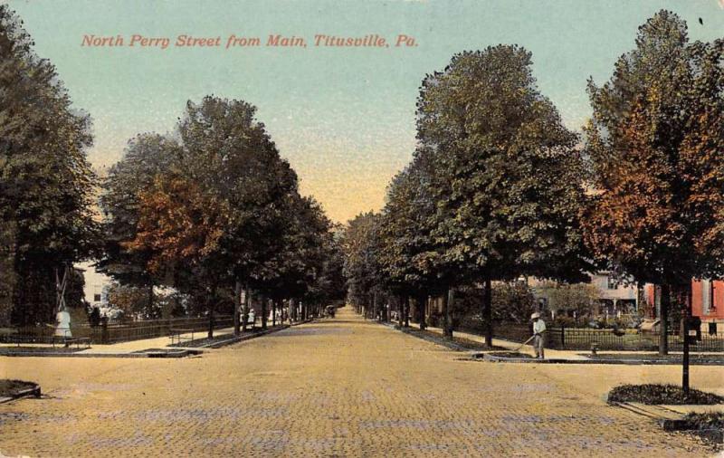 Titusville Pennsylvania North Perry Street Scene Antique Postcard K100544