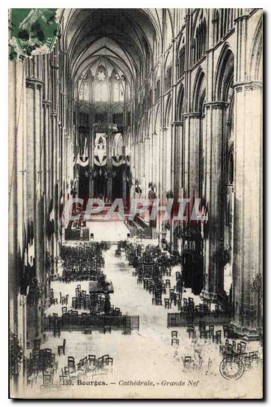 Postcard Old Cathedral Bourges Great Nave