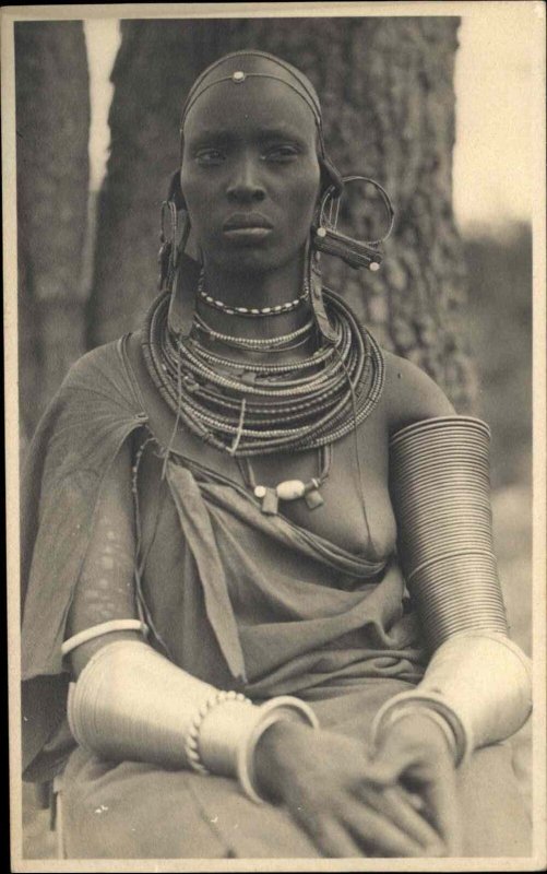 Vintage ZAGOURSKI Real Photo African Tribal Woman Jewelry Masai