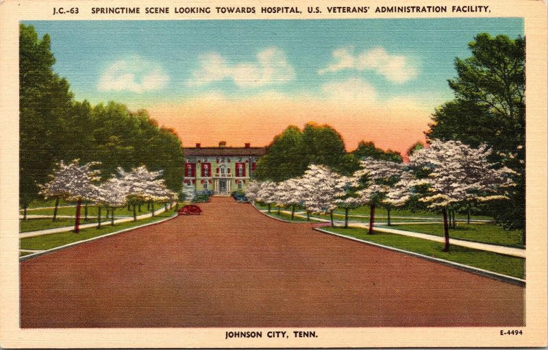 Springtime Scene Hospital US Veterans Asmin Facility Johnson City TN Postcard 