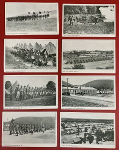 U.S. Army World War I, Lot of 8  Different Indiantown Gap, PA, Postcards, Unused