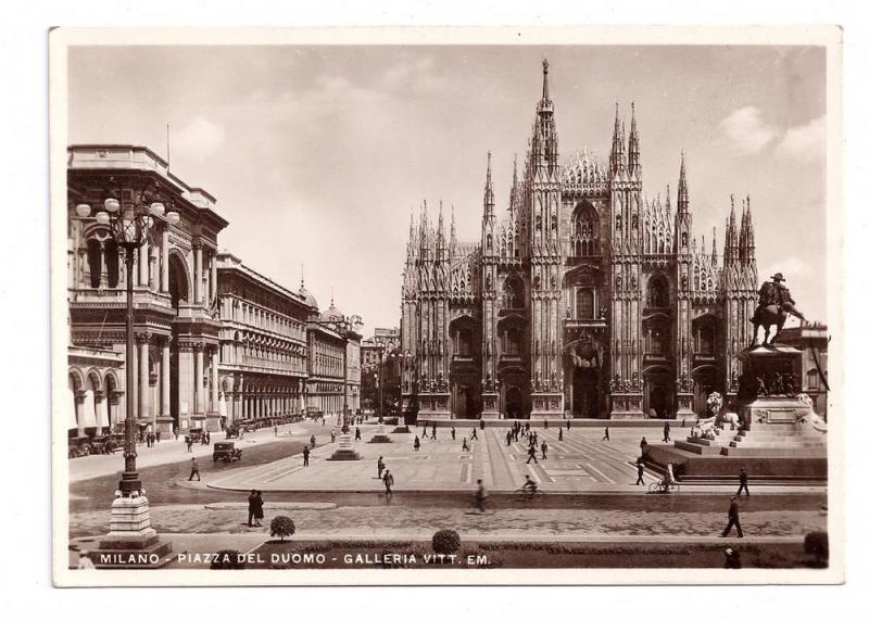 RPPC Milano Piazza Del Duomo 1936 Italy Real Photo Postcard