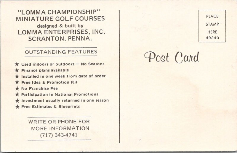 Scranton Pennsylvania Lomma Championship Miniature Golf Course Postcard Z2