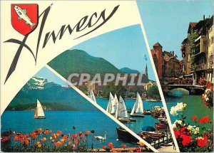 Modern Postcard Annecy (Haute Savoie) Lake and La Tournette Basilica of the V...