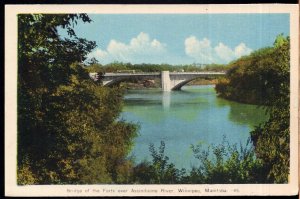 Manitoba WINNIPEG Bridge of the Forts over Assiniboine River - PECO White Border