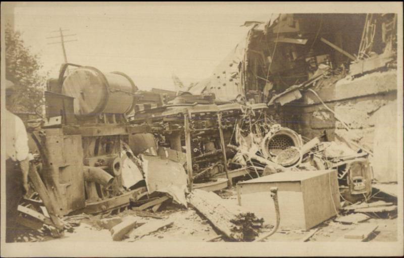 RR Train Wreck - Bridgeport CT Stamped on Back c1910 Real Photo Postcard