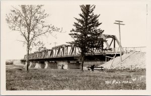 The Pas Manitoba Bridge over Saskatchewan River Unused Real Photo Postcard H1 