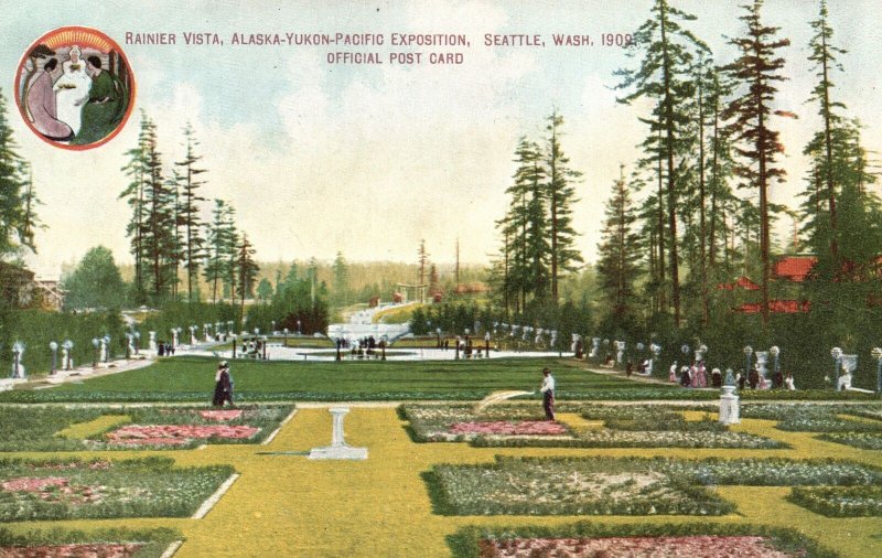 Vintage Postcard Rainier Vista Alaska Yukon Pacific Exposition Seattle WA PPCC