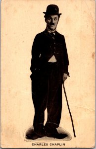 Charlie Chaplin costume cane bad photo retouching job c1915 vtg