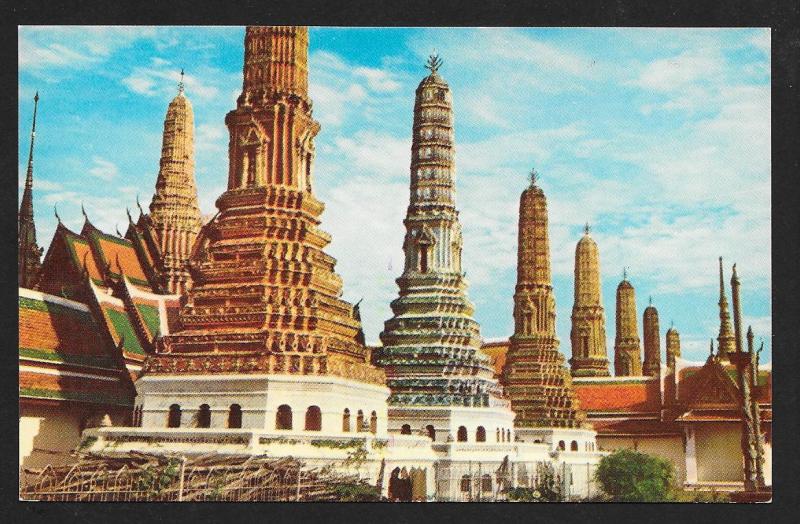 Wat Pra Keo 7 Colored Pagoda Bangkok Thailand unused c1950's