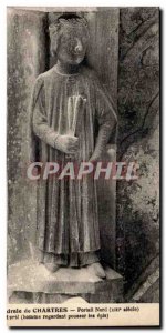 Old Postcard Cathedral of Chartres North Portal April man looking to push the...