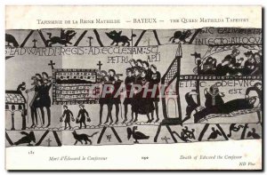 Tapissserie Queen Mathilde Bayeux Old Postcard Death of & # 39Edouard confessor