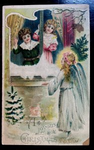 Vintage Victorian Postcard 1901-1910 A Joyous Christmas - Angel in the Window