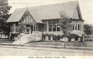 Vintage Postcard 1912 View of Public Library Richland Center Wisconsin WI