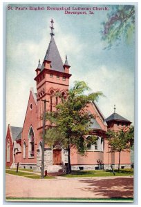 c1950 St. Paul's English Evangelical Lutheran Church Davenport Iowa IA Postcard