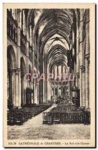 Old Postcard Chartres Cathedral From The Ship And The Choir